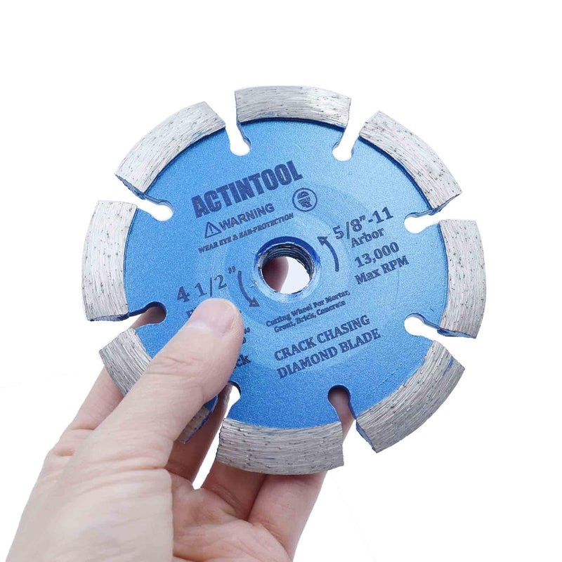 ACTINTOOL 4 1/2 Inch 0.375" Width 5/8"-11 Arbor Crack Chaser Blade, Diamond Mortar Removal Blade for Concrete 4.5, Mortar Removing Tuckpointing Blade (4.5" x 0.375") - Image 3